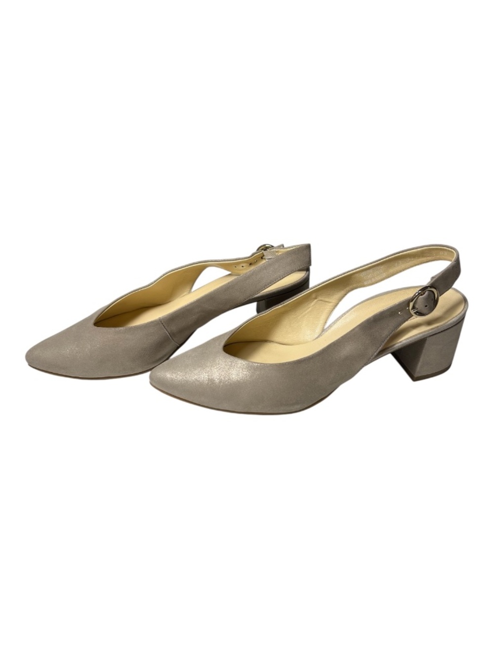 EUC Paul Green Toluca Taupe Metallic Suede Slingback Pumps | Size 7.5
